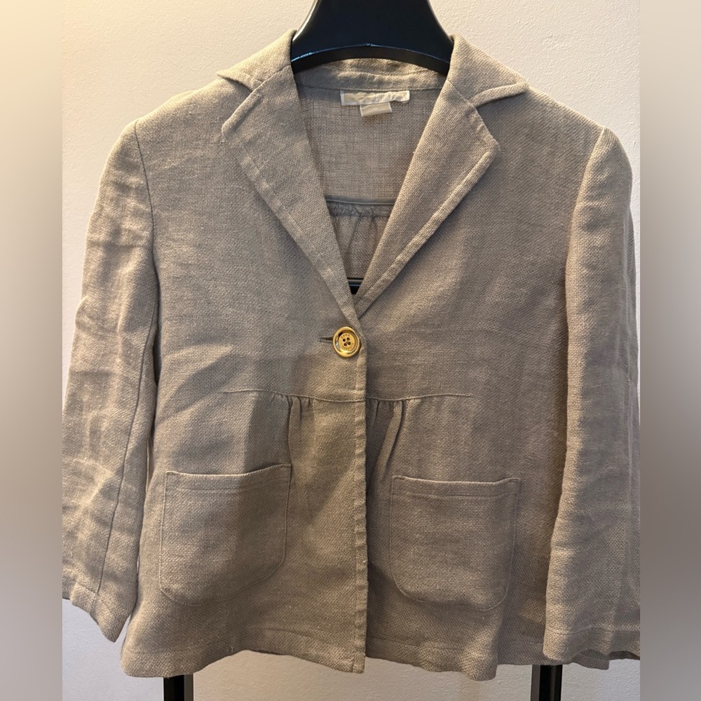 Michael Kors Tan Gold Button blazer Linen Women’s Jacket Size 8